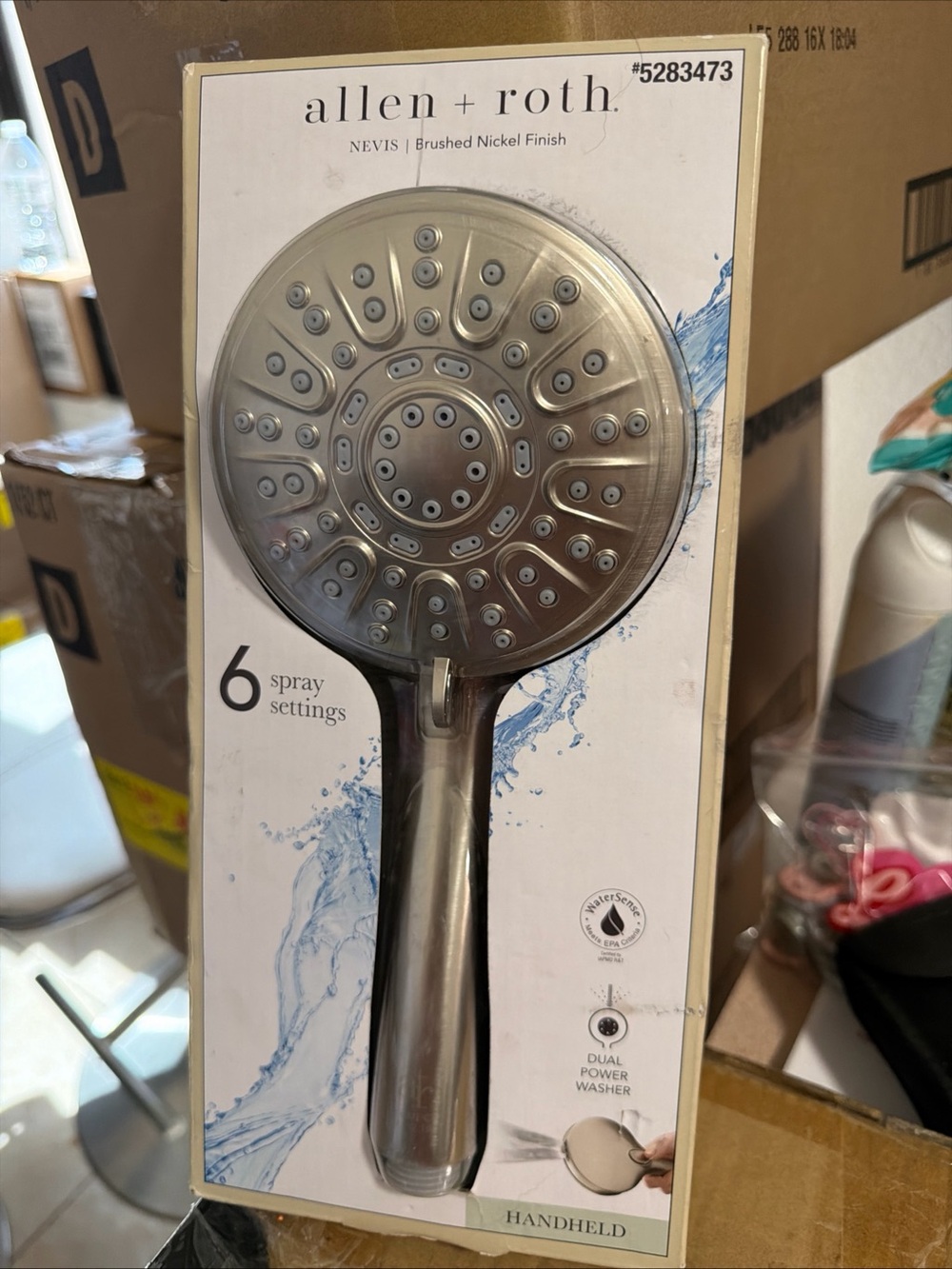 allen + roth Nevis Brushed Nickel Handheld Shower Head Brushed Nickel open box